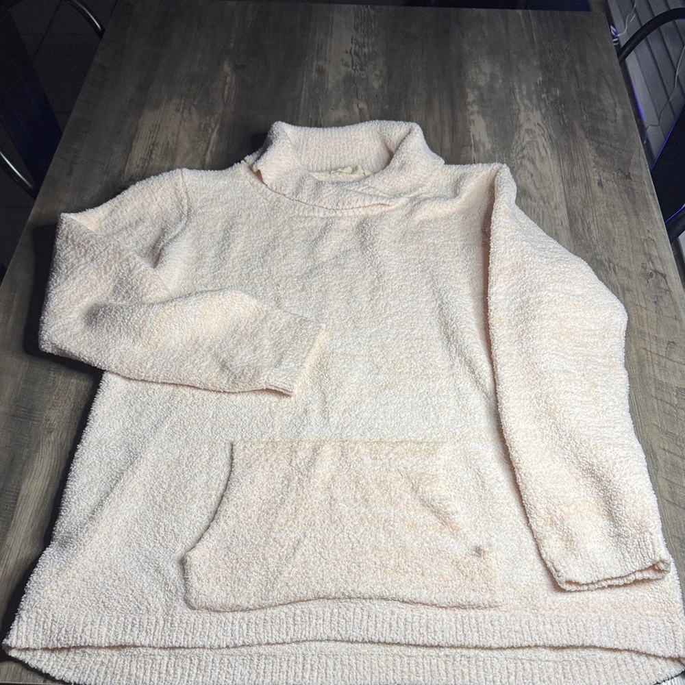 Soft Surroundings Soft Pink and White  Cowl Neck Sweater